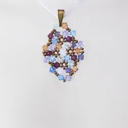 Pendant 30cm - Shea Rhombus S-Violet Organza - Pendant 30cm - Laiton bronze